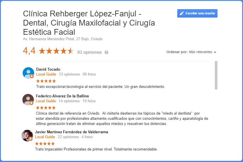 Opinión Positiva de Pacientes en una Clínica Dental Especializada
